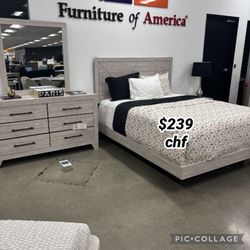 Contemporary Light Gray Queen Size Bed Frame // Christmas Sale 