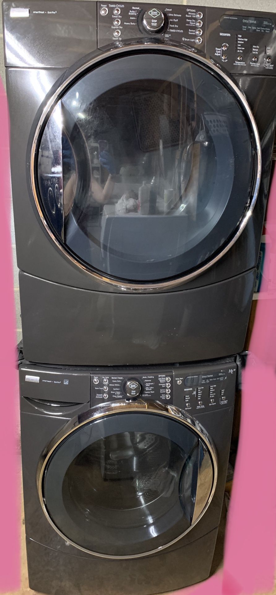 Grey Kenmore Stackable Washer & Dryer Set