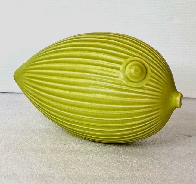 Jonathan Adler Green Puffer Blow Fish Menagerie Sculpture Ceramic 9.5" Figurine