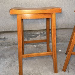 2 Wood Saddle Bar Stools