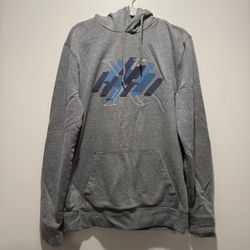Express Men's Gray Graphic Fleece Hoodie - Small