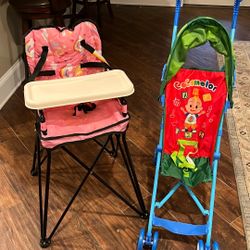High chair and stroller