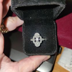 Size 7 White Sapphire Vintage Stainless Steel Ring