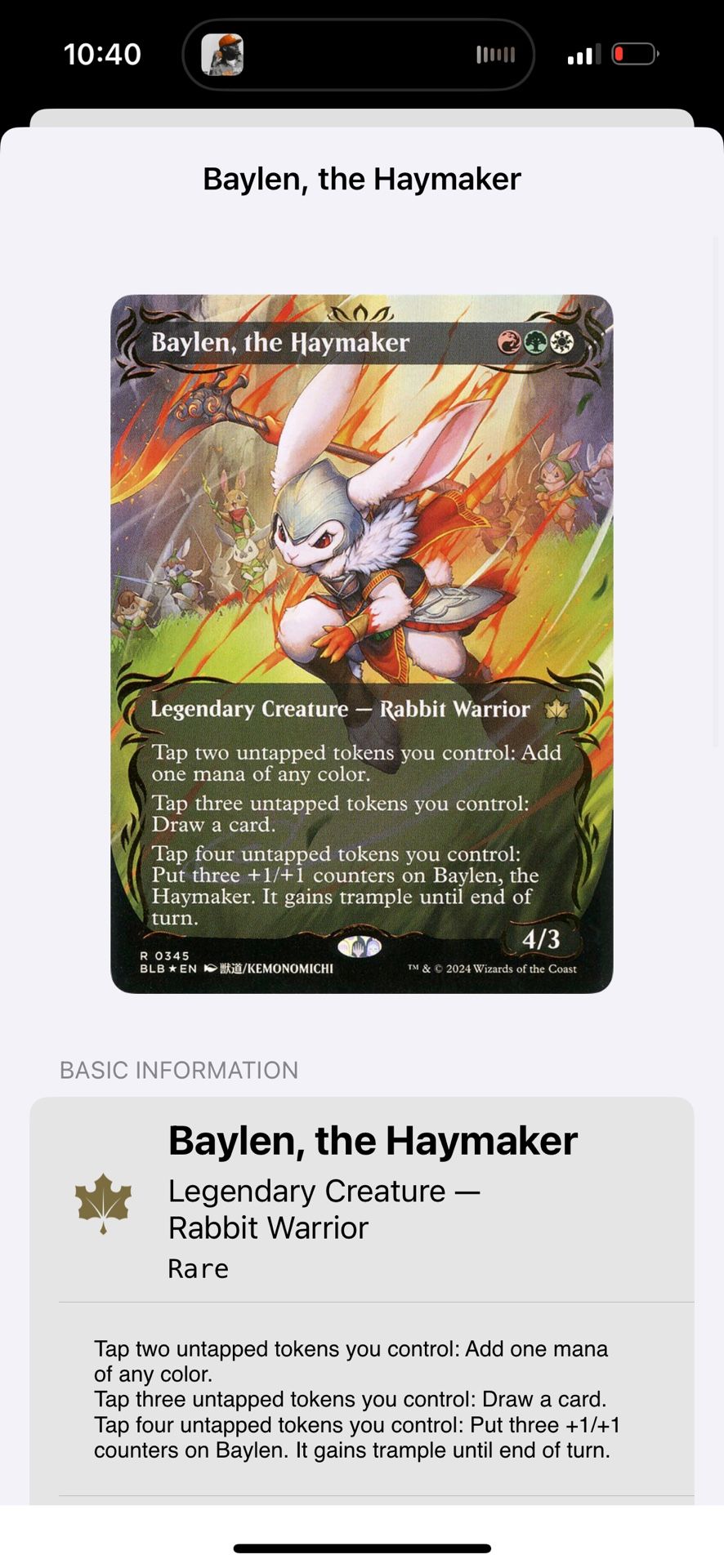 Baylen, The Haymaker Foil