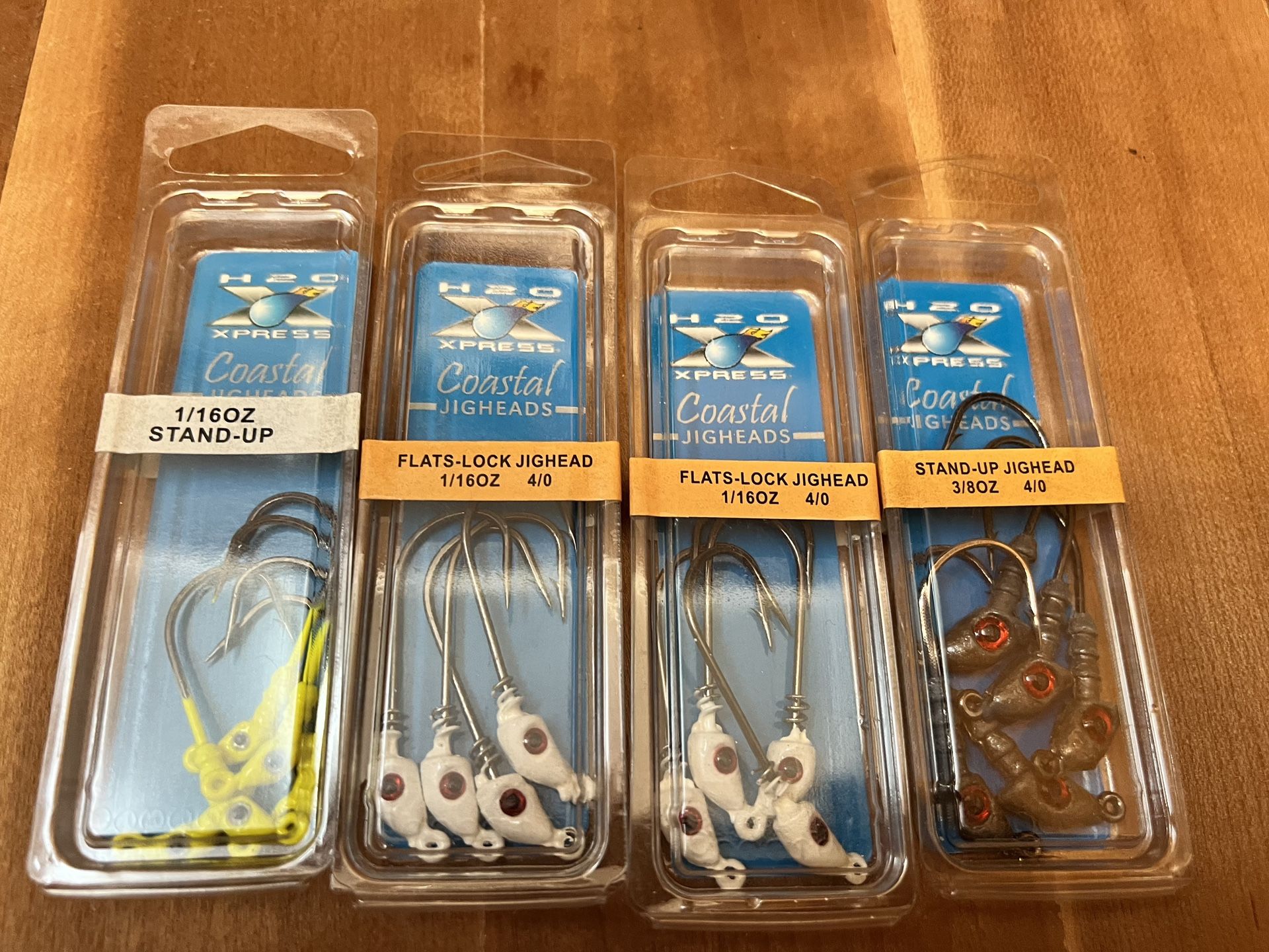 4 Packs Coastal Jigheads, Inshore Saltwater Fishing Lures.1/16 & 3/8 Oz., New