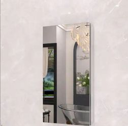 TaiMei 12 in. x 24 in. Frameless Recessed or Surface-Mount Beveled Single Mirror Bathroom Medicine Cabinet