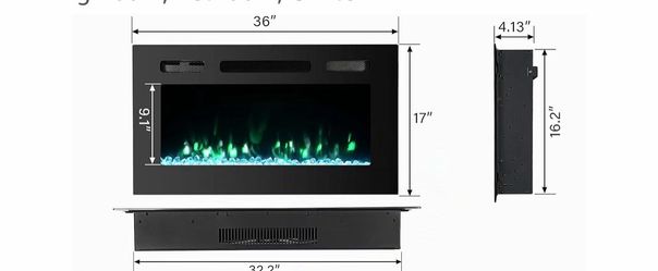 36-Inch Electric Wall-Insert Fireplace