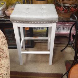 Gray And White Studded Stool