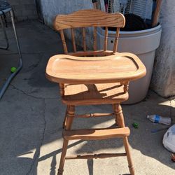 Wood Antique High Chair 