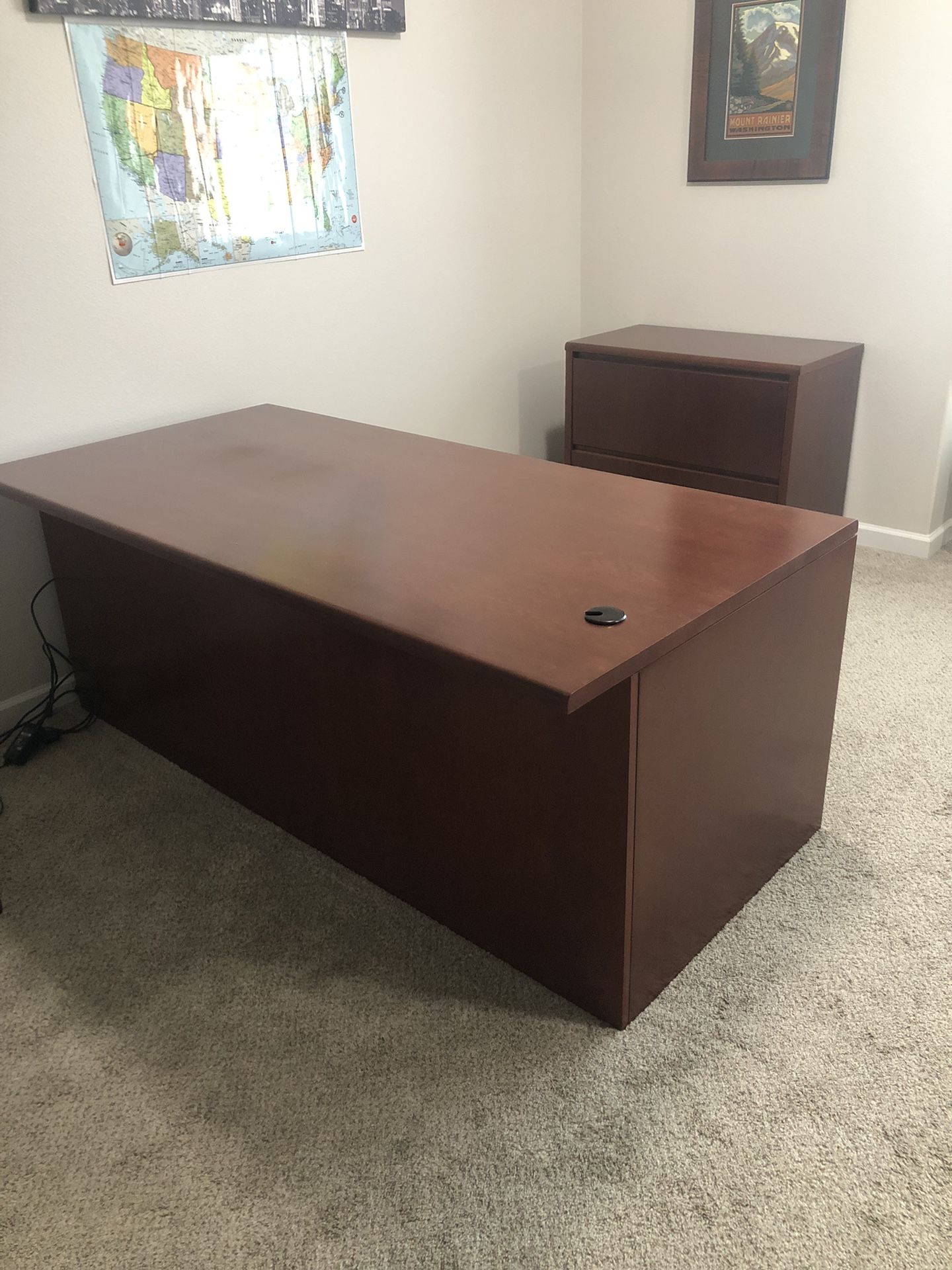 Steelcase Desk And Filing Cabinet Set