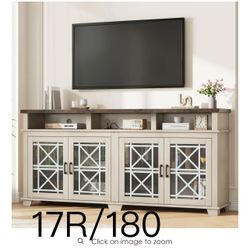 80” TV Stand w/ LED & Storage – Farmhouse Style 