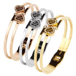 Gold Plated Stainless Steel "Forever Love" Heart Bangle