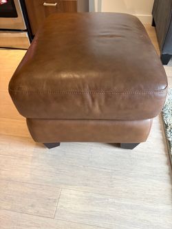 Brown Leather Ottoman Footstool