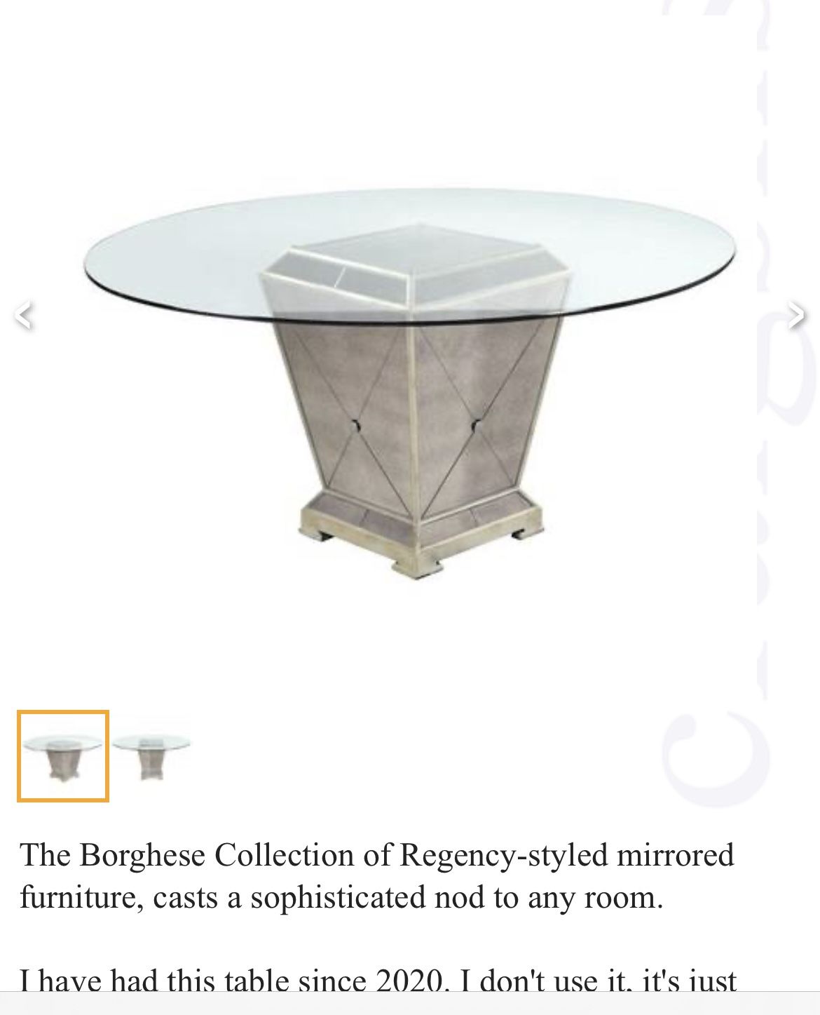 Two Beautiful Zgallerie Mirror Table, Two Chairs And Buffet