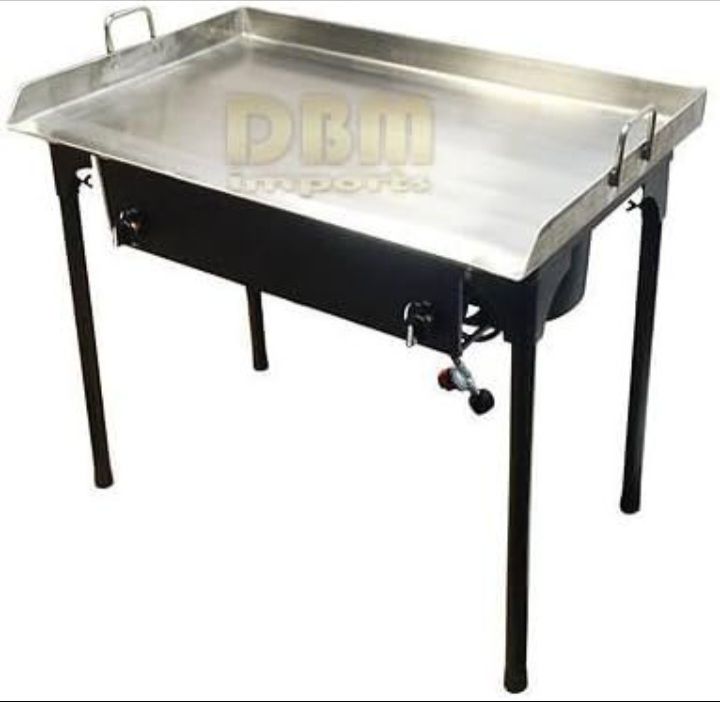 32 x 18 Double Propane Burner Stove Stainless Steel Griddle Flat Top Taco Grill