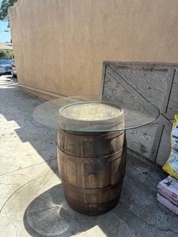 Wine barrel with glass top