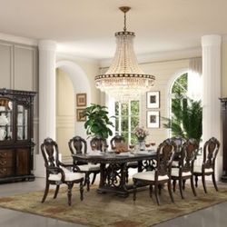 FORMAL DINING ROOM 9 PIECE SET DARK BROWN TABLE CHAIRS ONLY