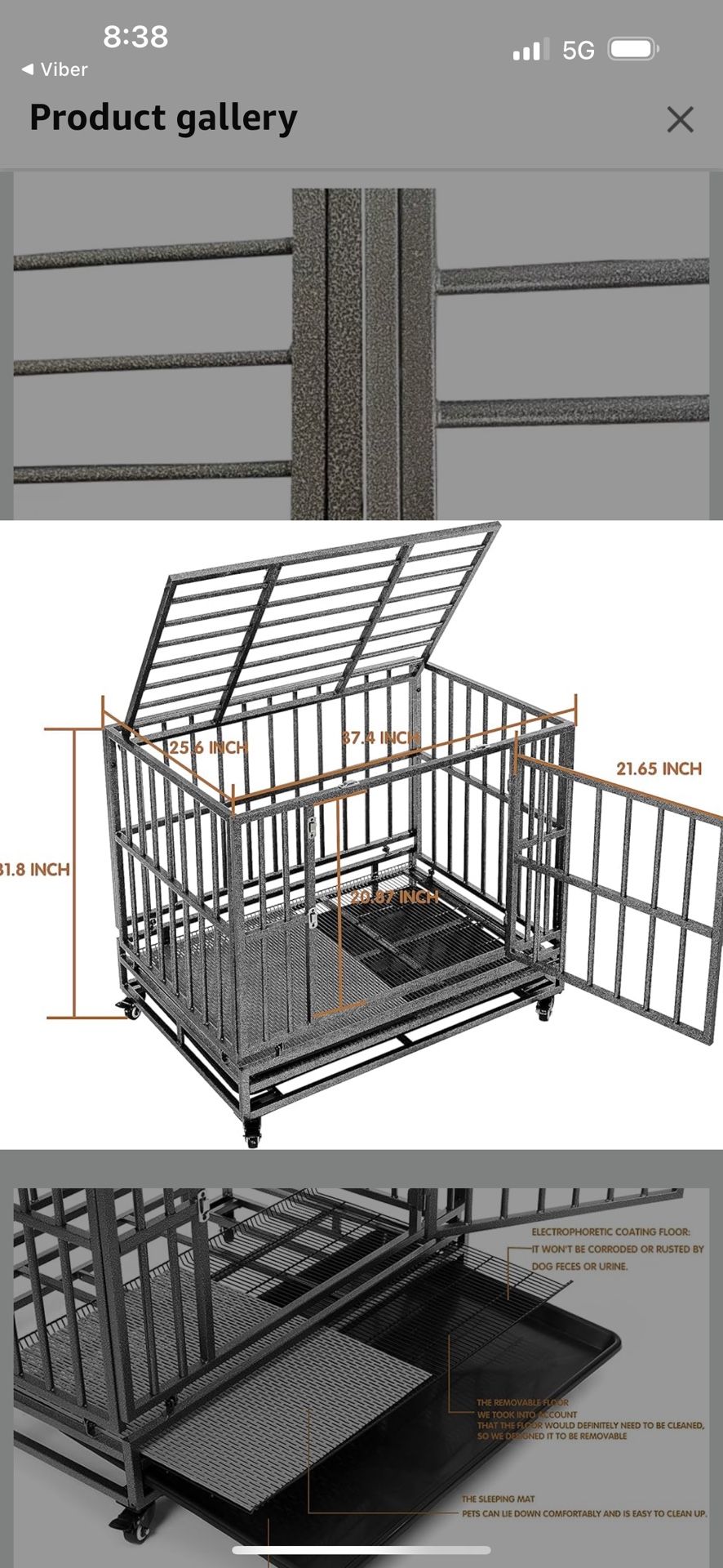 Heavy Duty Extra Large Dog Crate with Wheels - Indestructible 38/42/46 Inch Chew-Proof, Escape-Proof Kennel for High-Anxiety and Extra Large Dogs