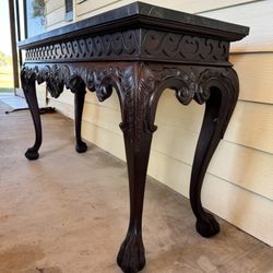 Georgian Mahogany Marble Overlay Top Console Table