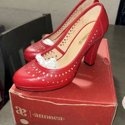 Red Andrea Heels, Size 7.5