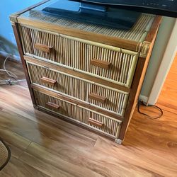 Coastal Bamboo / Rattan 3 Drawer Dresser
