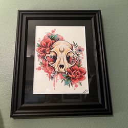 Framed Neo Traditional Watercolour Art From UK Based Artist Lorna Laine Signed Print NO LONGER SOLD