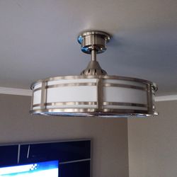 Nickel Ceiling Fan with Light and control. 