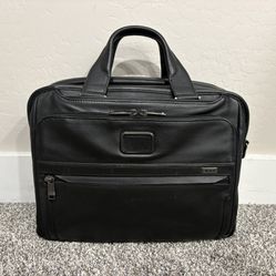 TUMI ‘Alpha 3’ Black Leather Laptop Organizer Briefcase - 117320