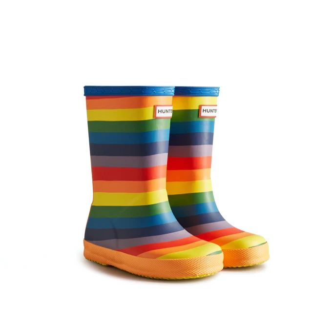 BNIB Hunter Original Kids First Rainbow Waterproof Multicolor rain boots size 7B/8G