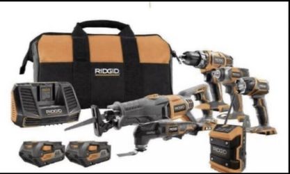 RIDGID 18-Volt Lithium-Ion Cordless 6-Tool Combo Kit with (2) 4.0 Ah