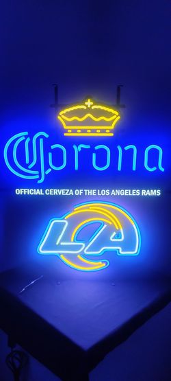 CORONA ( LA RAMS 🏈 ) LED LIGHT .( ALSO PLENTY OF NEON SIGNS / LIGHTS AVAILABLE FOR SALE )DODGERS & ANGELS BOBBLEHEADS AVAILABLE. TAP HANDLES