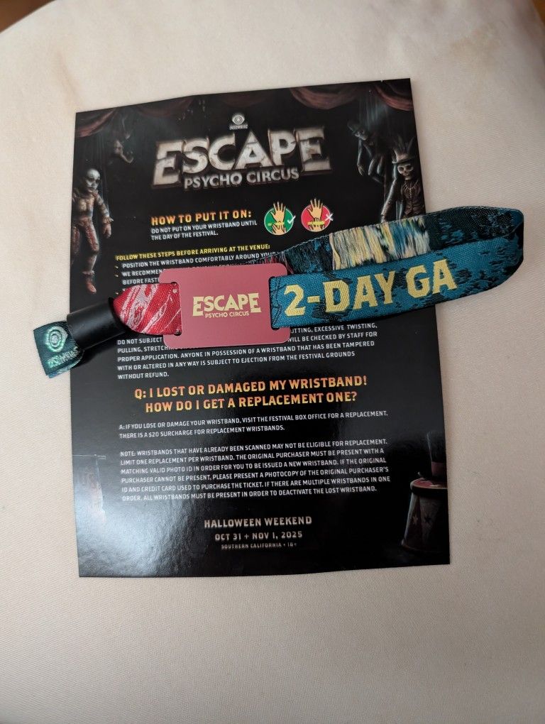 Escape 2-day Wristband 