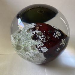 Glass Eye Studio “Mercury” Hand-Blown Art Glass Paperweight – Celestial Series