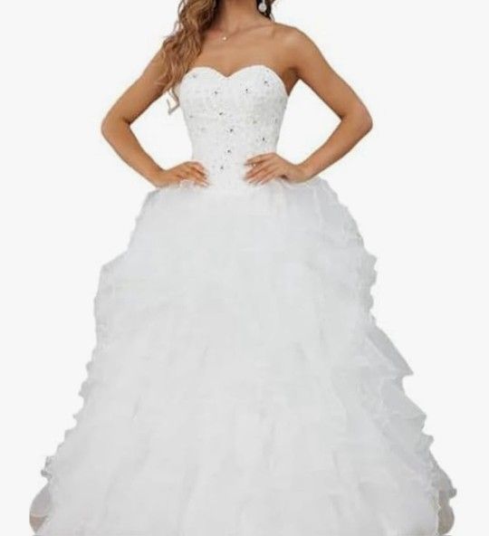New  Size 8 Women's Elegant Strapless Wedding Dress,