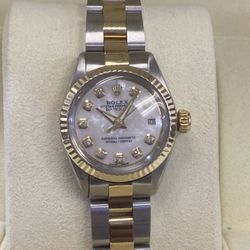 Rolex Ladies Oyster Two Tone 26mm Full Set We Buy Watches Gold Suisse Coins 10k 14k 24k Chains Rings  Ruby Sapphire 