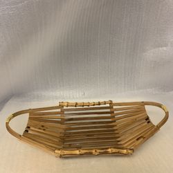 Basket - Bamboo Hot Towel Tray - Vintage - Excellent Condition