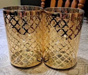 Set of 2 Gold Candle Lanterns