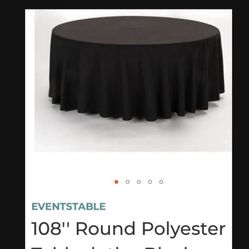 Black Round Tablecloth.  70 Dollars 