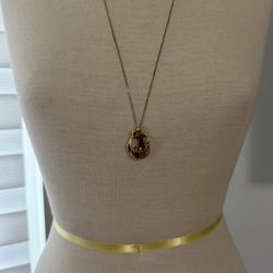 Vintage carolyn pollack loving family 925 necklace golden tone long chain  In great condition