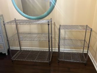 Chrome Wire Shelving Units  $45    36” x 18” x 36” high  $30    23” x 13 1/4”