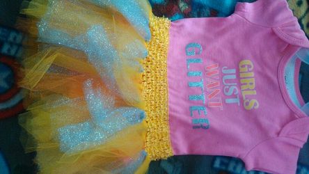3-6 Months handmade tulie onesie dress