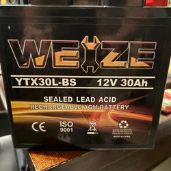 WEIZE YTX30L-BS sealed lead-acid AGM rechargeable battery
