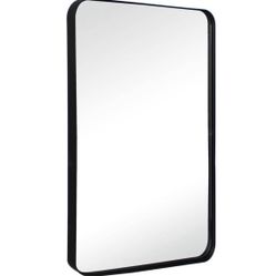 Te-4 b01 Kengston 20 in. W x 30 in. H Small Rectangular Metal Framed Wall Mounted Bathroom Vanity Mirror in Matt Black
