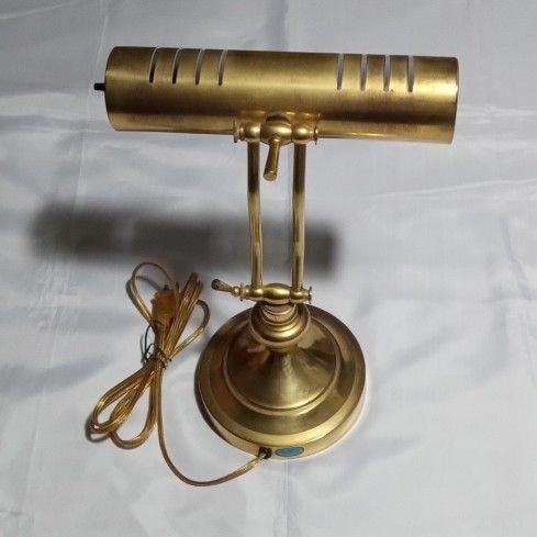 Vintage Brass Banker's Piano Desk Lamp