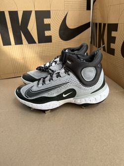 Nike Alpha Huarache Elite 4 Mid Grey White Baseball Cleats DJ6520-012 Men's 7.5