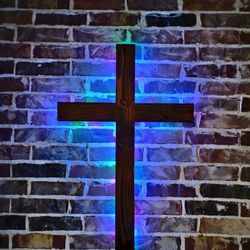 Wood Cross With LED Lights