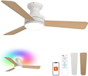 Orison 42" Low Profile Ceiling Fan w/RGB Backlight Flush Mount Remote/App White