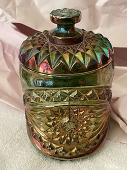 Green carnival glass