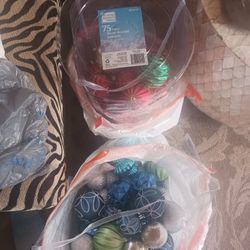 2 NEW CONTAINERS OF 75 IN EACH BIN SHATTER PROOF ORNAMENTS PAID 38EACH BIN SELL 18 BOTH FINAL PRICE