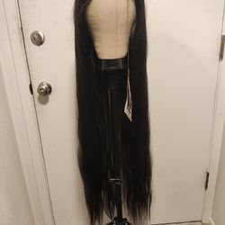 44" Black Wig